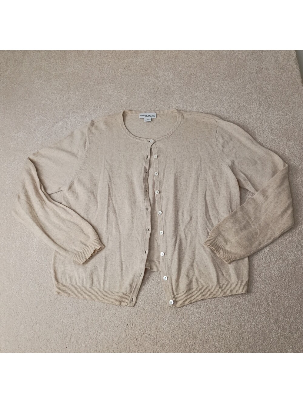 Croft & Barrow 100% Cashmere Buttoned Cardigan Sweater Size XL Beige
